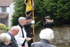 Mick Brett Standard Bearer with bugler Petty Officer Chris Palucsis (HMS Heron) and Rev Scott Patterson